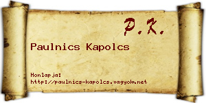 Paulnics Kapolcs névjegykártya